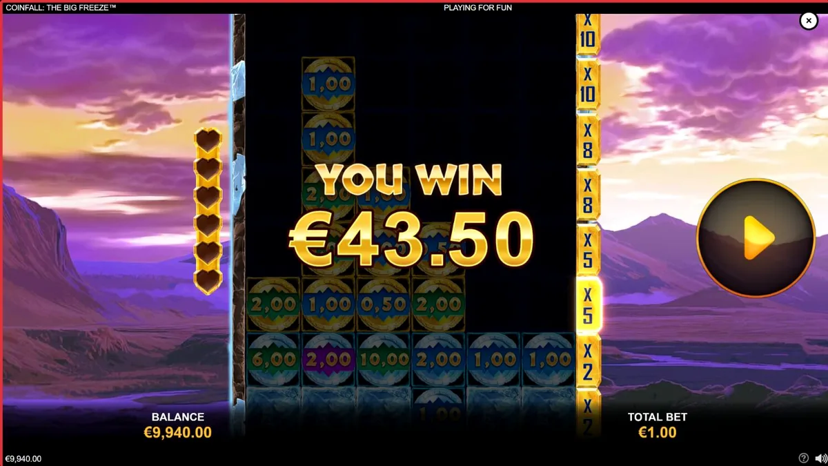 Tampilan visual slot Coinfall: The Big Freeze dengan tema Zaman Es
